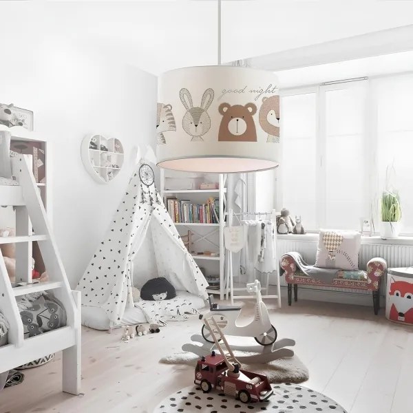 Gyerekszobai csillár CANDY 1xE27/40W/230V fehér/barna