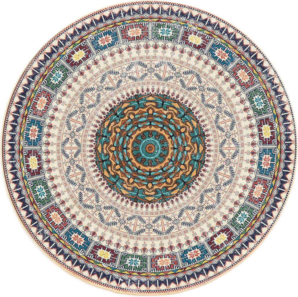 Kerek Szőnyeg 160CM Rozetta Keleti Vintage Divatos Etnikai Szoba Bézs