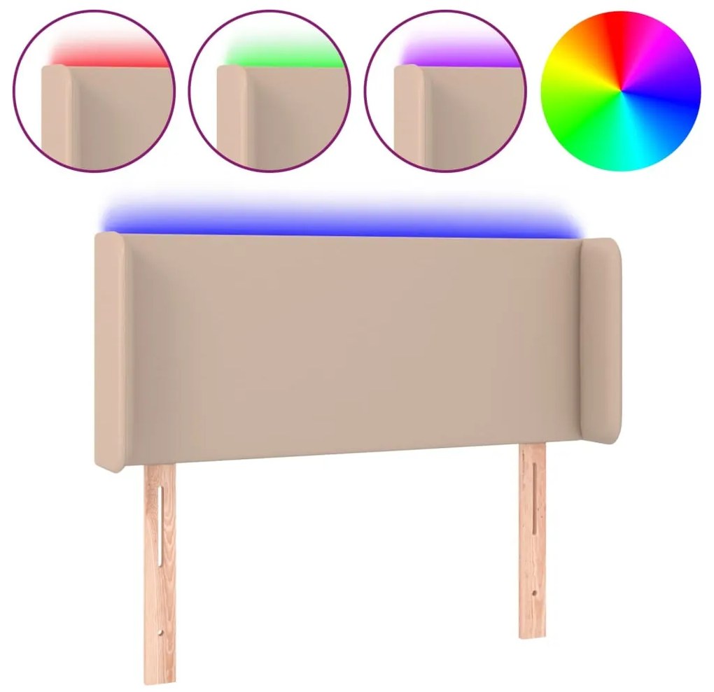 fekete műbőr LED-es fejtámla 83x16x78/88 cm