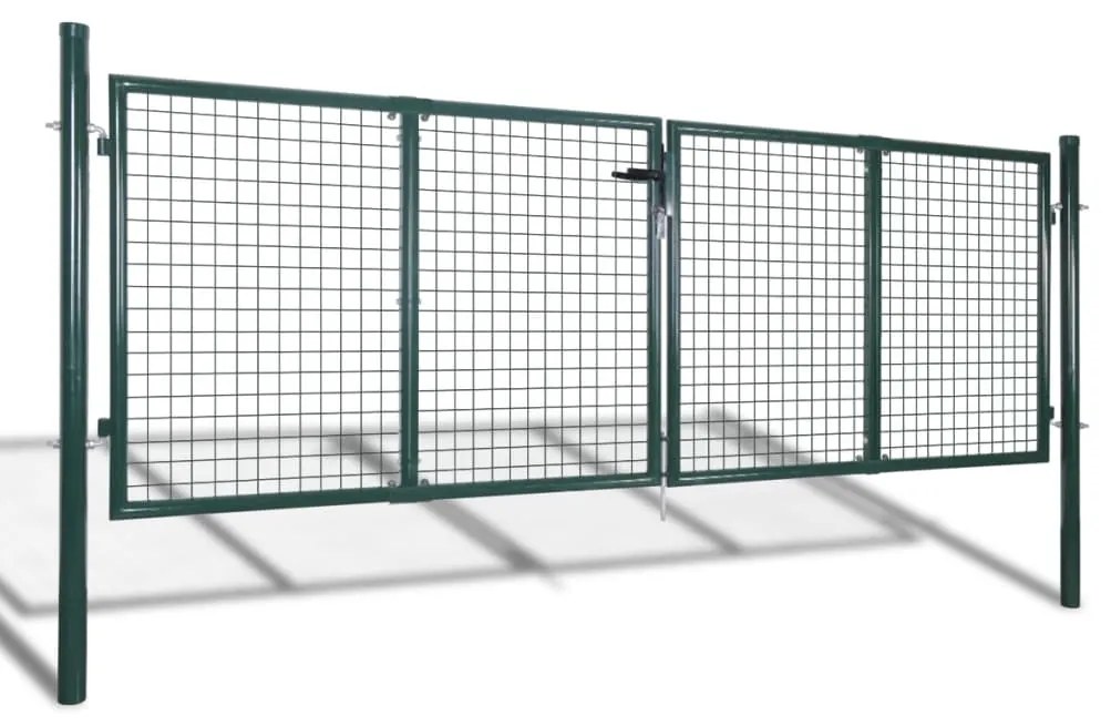 vidaXL zöld acél kerítéskapu 300 x 125 cm