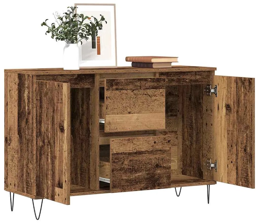 antik fa színű szerelt fa tálalószekrény 101,5 x 35 x 70 cm