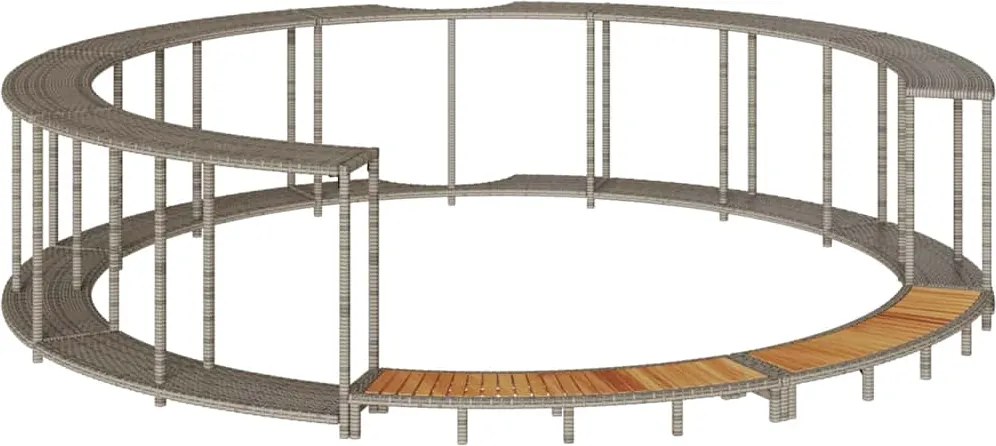 vidaXL pezsgőfürdő körülvevő tárolóval és fa lépcsővel szürke