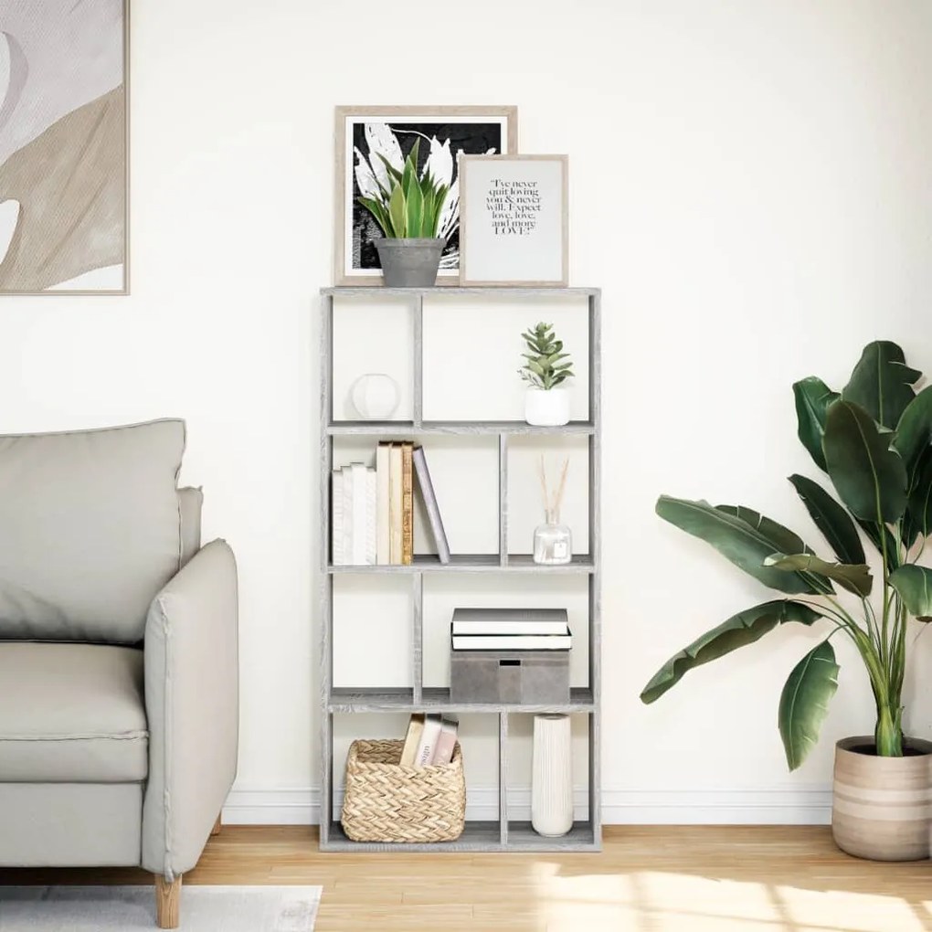 szürke sonoma színű szerelt fa könyvespolc 60 x 20 x 120 cm
