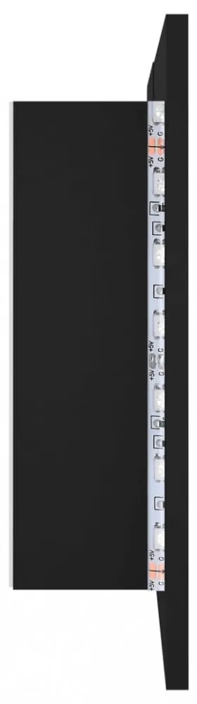 fekete akril LED-es tükrös fürdőszobaszekrény 80x12x45 cm