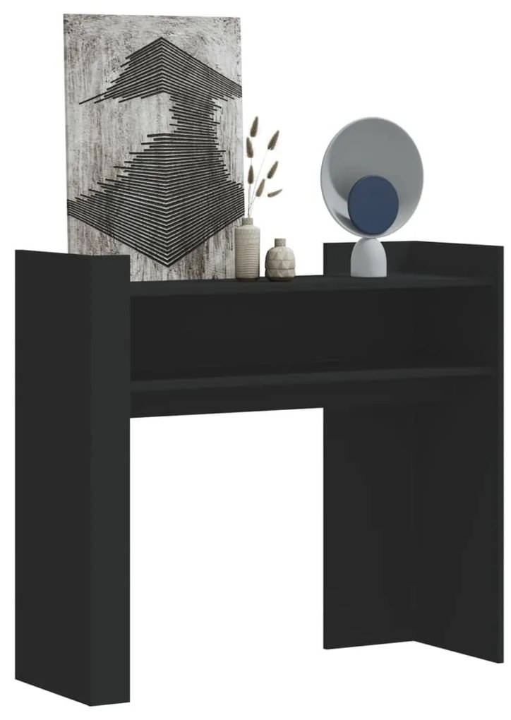 fekete szerelt fa tálalóasztal 100x35x90 cm