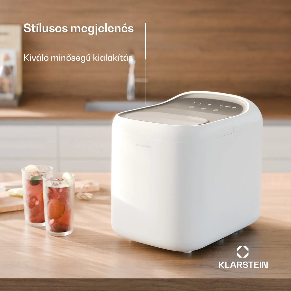 Klarstein SparkIce jégkocka készítő, 2 üzemmód, 1,5 l hideg víz, automatikus tisztítás, 15 kg/24 óra