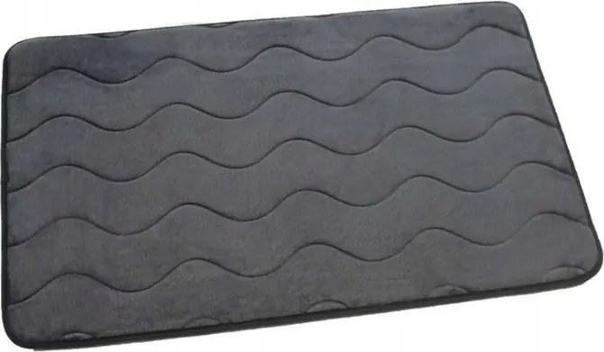 Fürdőszobaszőnyeg Sumba 45x75 Euromat sötétszürke hullámok