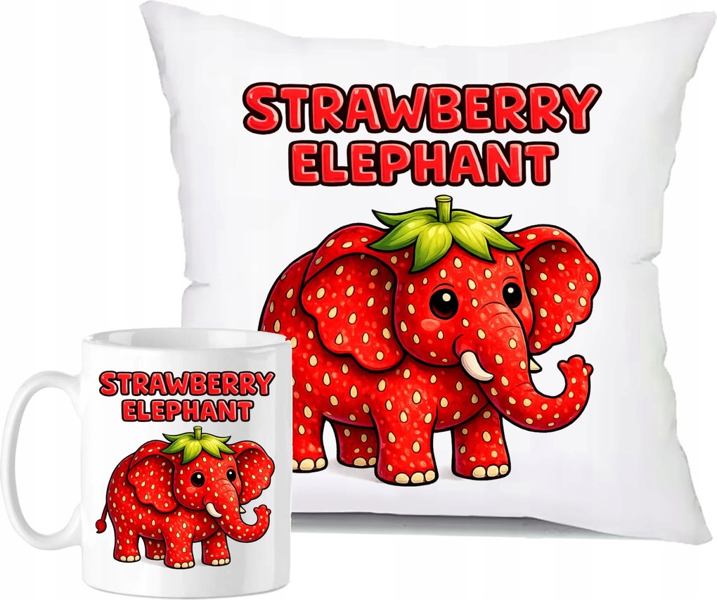 Bögre Szett Párna Ajándék Brainroty Strawberry Elefánt Eper Elefánt