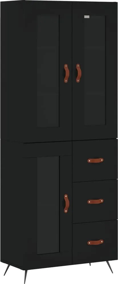 vidaXL fekete szerelt fa magasszekrény 69,5 x 34 x 180 cm
