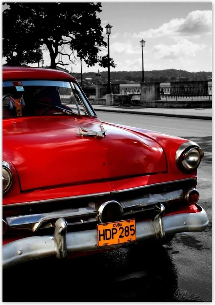 Poszterek 70x100 Kubai piros autó