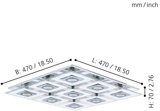 Eglo 92877 - LED Mennyezeti lámpa CABO 9xGU10/3W/230V