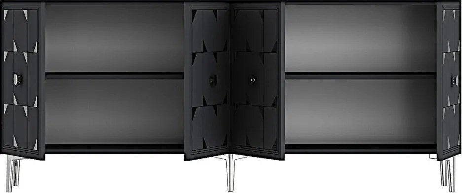 Moka komód, antracit-ezüst, 180 cm