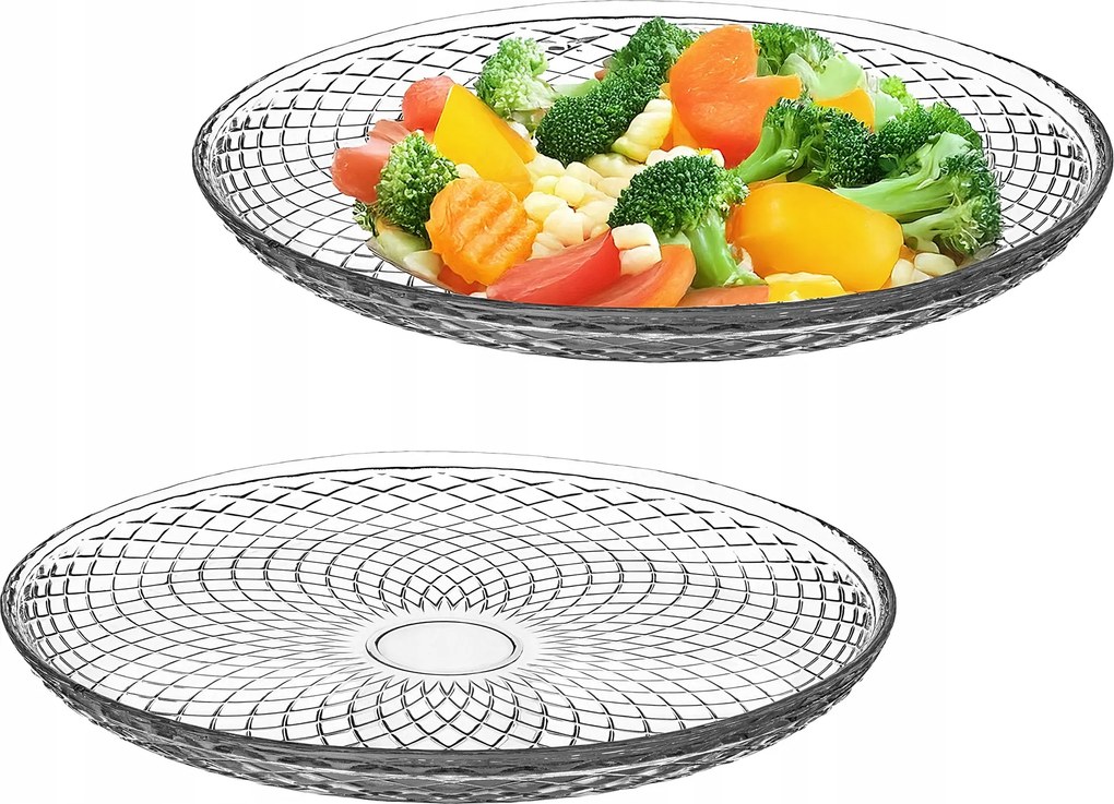 2x Étkezési Tányér 30 cm Nagy Üveglap Kerek Lapos Tányér Szett
