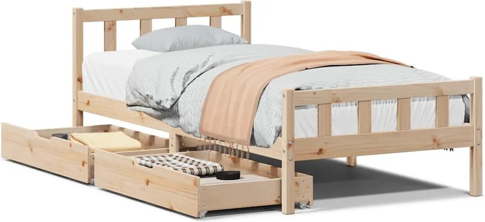 vidaXL tömör fenyőfa ágykeret matrac nélkül 90 x 190 cm