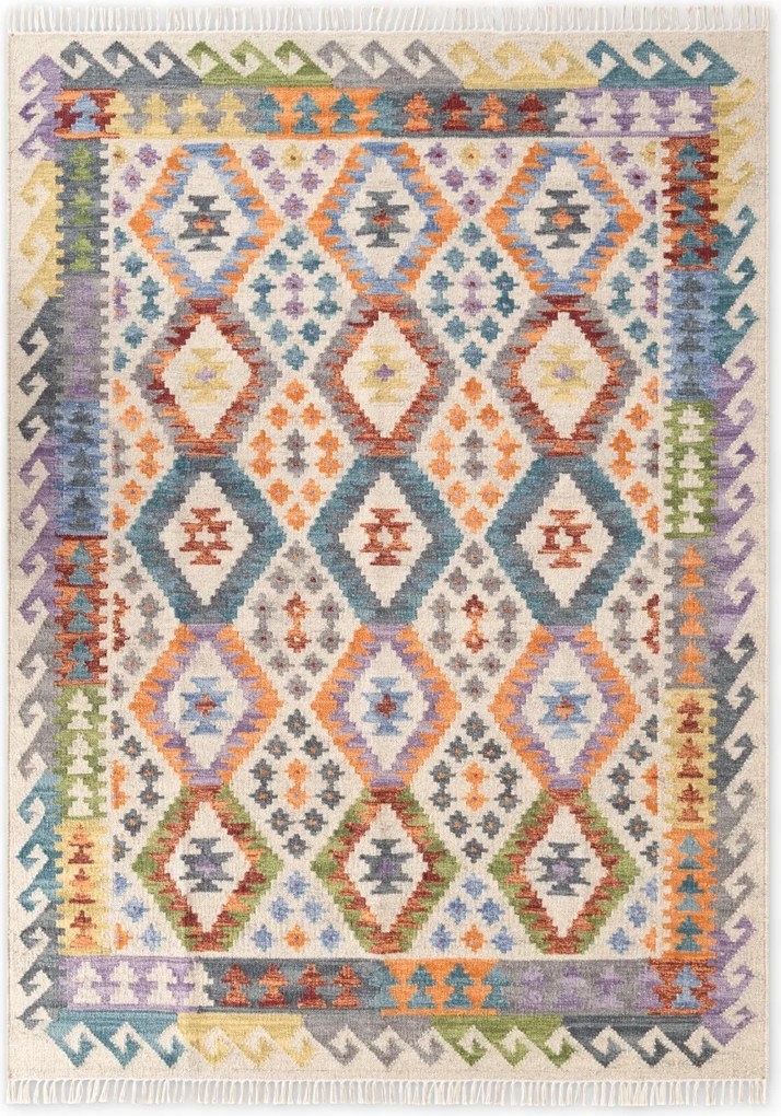 Gyapjú járólap 60x190cm,színes keleti szőnyeg, kézzel szőtt