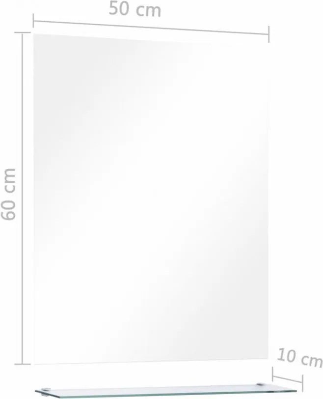 edzett üveg falitükör polccal 50 x 60 cm