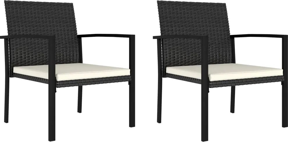 vidaXL 2 db fekete polyrattan kerti étkezőszék