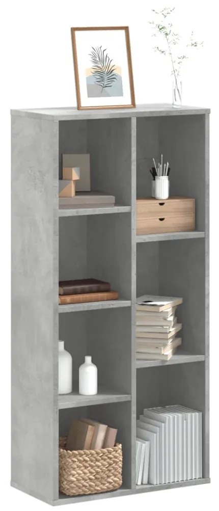 betonszürke szerelt fa könyvespolc 50x25x105 cm