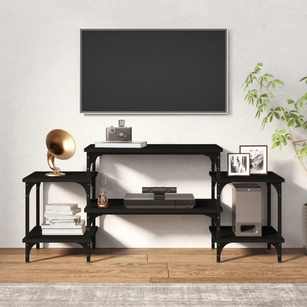 fekete szerelt fa TV-szekrény 117x35x52 cm