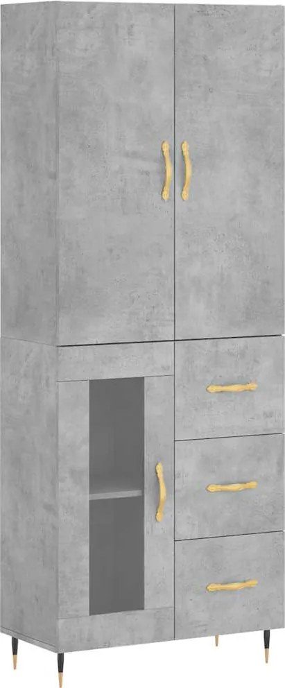 vidaXL betonszürke szerelt fa magasszekrény 69,5 x 34 x 180 cm