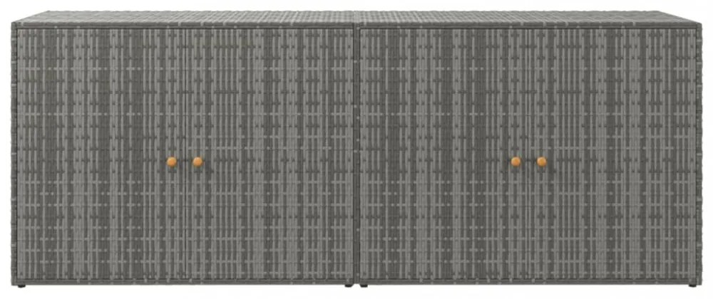 szürke polyrattan kerti tárolószekrény 198 x 55,5 x 80 cm
