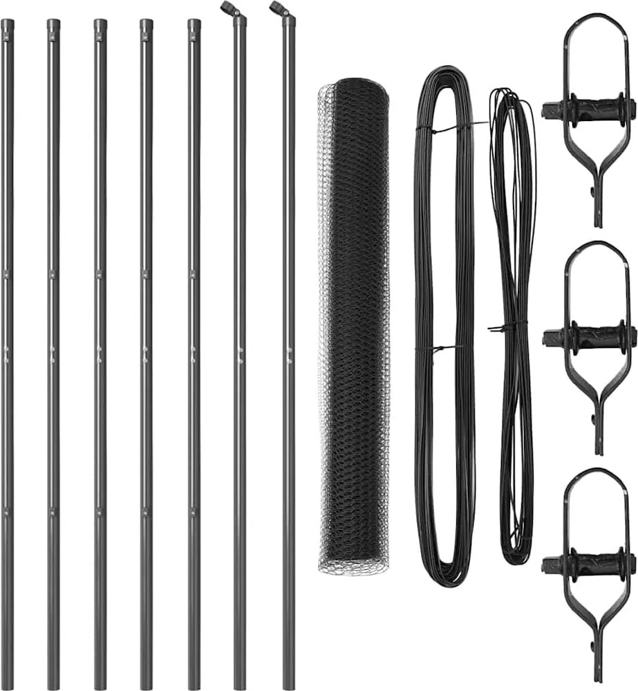 vidaXL Kerítésoszlop Szürke 10 x 1,4 m (13 mm háló) Acél és PVC