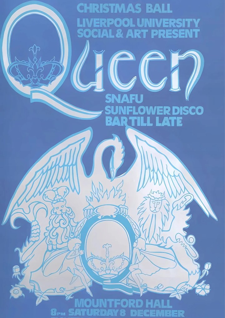 Poszter Queen kék 50x70 cm freddie mercury együttes