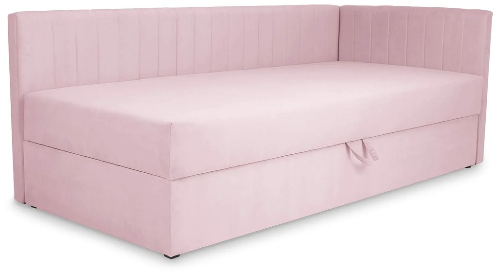 Wilsondo TEODOR saroktámlás heverő ágyneműtartóval 90x200 - rózsaszín