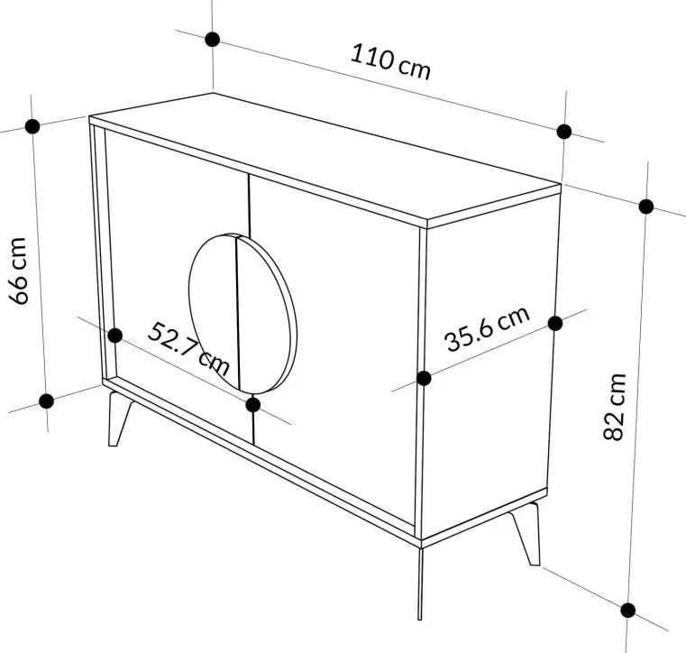 Gora komód, világos mokka-fehér, 110 cm
