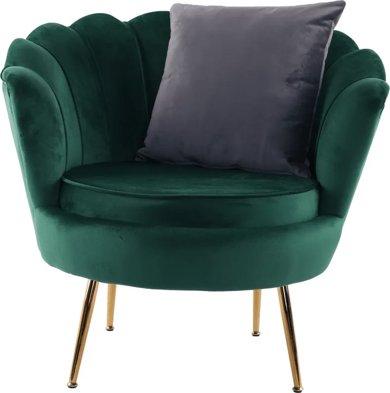 Fotel Art-deco stílusban, smaragd Velvet anyag/gold króm-arany, NOBLIN