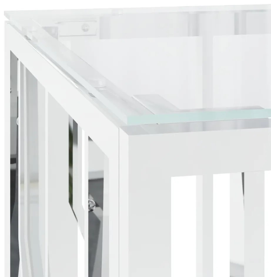 Üveg és rozsdamentes acél dohányzóasztal 110x45x45 cm