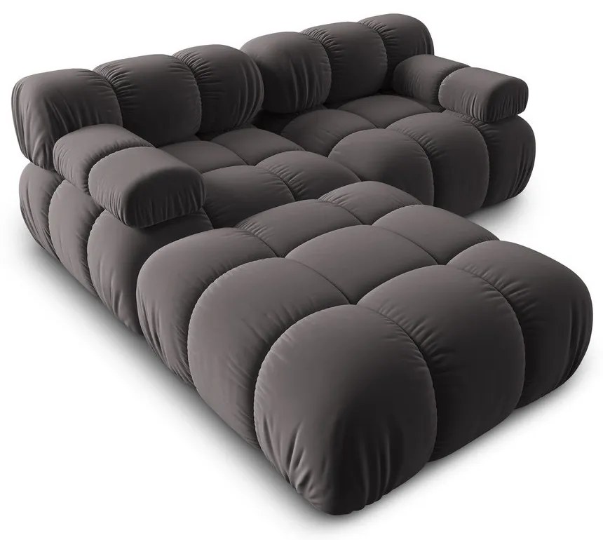 Sötétszürke bársony sarokkanapé Bellis – Micadoni Home