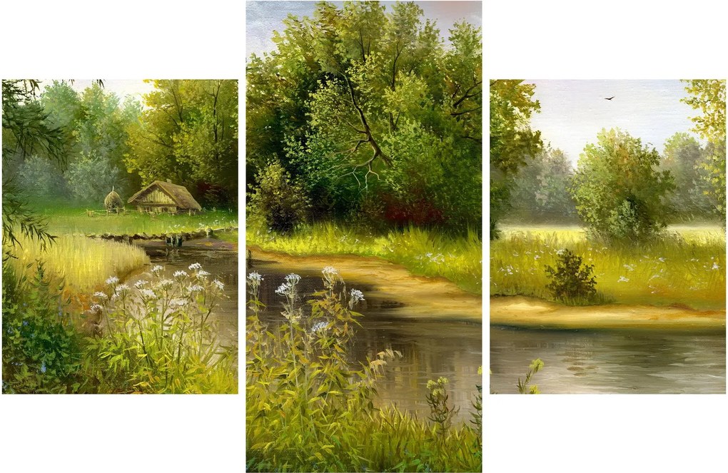 Kép - folyó az erdőnél, olajfestmény (90x60 cm)