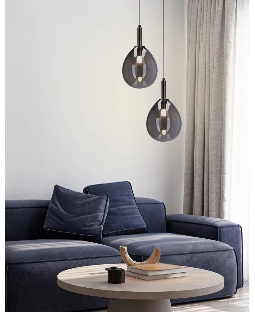 Szürke LED függőlámpa üveg búrával Lukka – Candellux Lighting