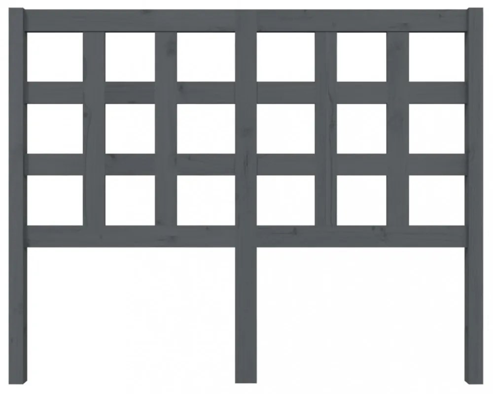 szürke tömör fenyőfa ágyfejtámla 125,5 x 4 x 100 cm