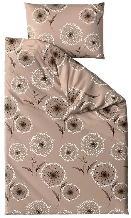 Mikroplüss ágyneműhuzat szett PAMPELINO világosbarna + mikroplüss lepedő SOFT 180x200 cm fehér, franciaágyhoz