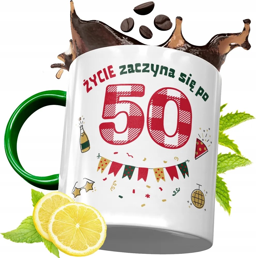 Zöld Bögre 50 50STE 50-ES Születésnapra Ajándék fényképes nyomattal