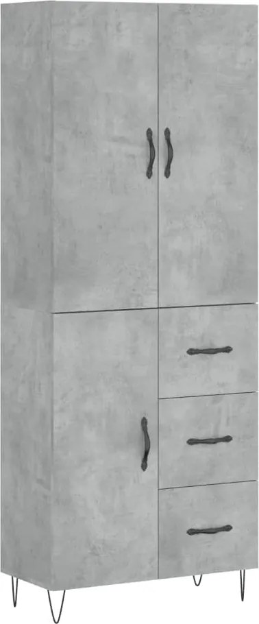 vidaXL betonszürke szerelt fa magasszekrény 69,5 x 34 x 180 cm