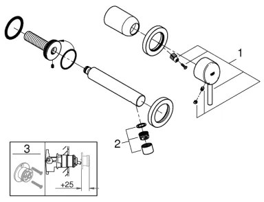 GROHE 19575001 - Kétlyukú mosdócsaptelep CONCETTO 147 mm fényes króm