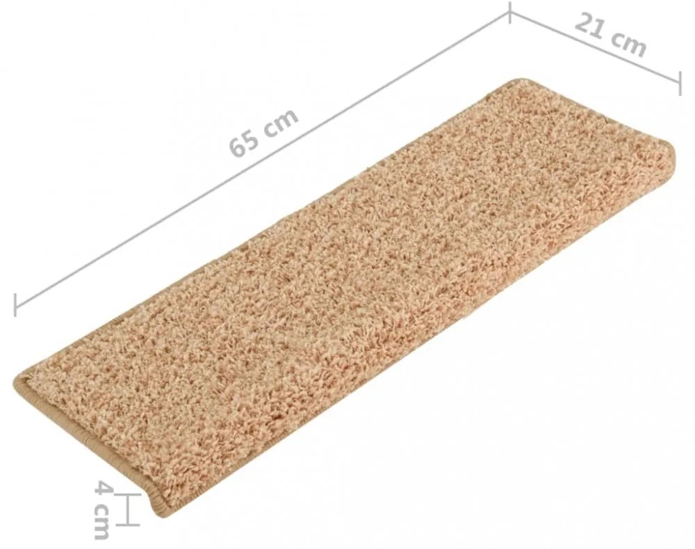 15 db aranyszínű lépcsőszőnyeg 65x21x4 cm