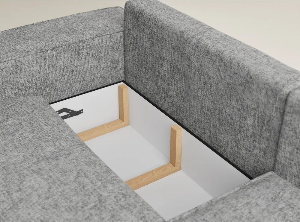Szürke zsenília kinyitható-tárolóhelyes sarokkanapé (jobb oldali-L alakú) Tonga – Maison de Rêve