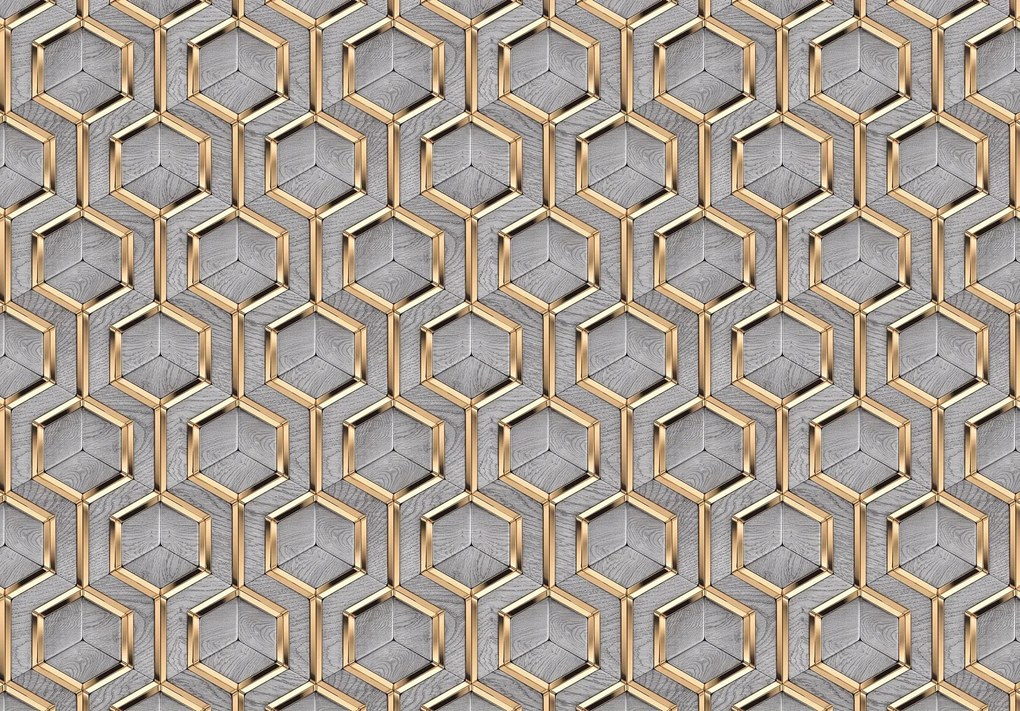 3D fotótapéta geometria fa fém 368 x 254