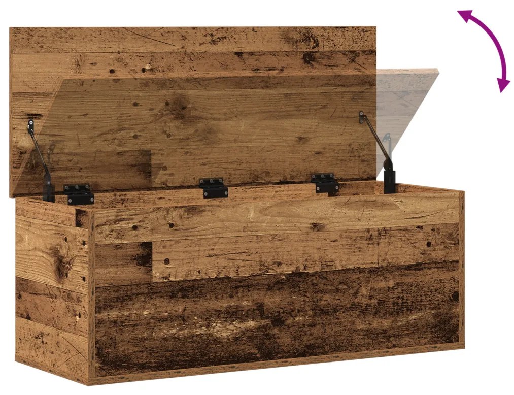 Tároló DOBOZ Régi Fa 90x35x35 cm Mérnöki Fa