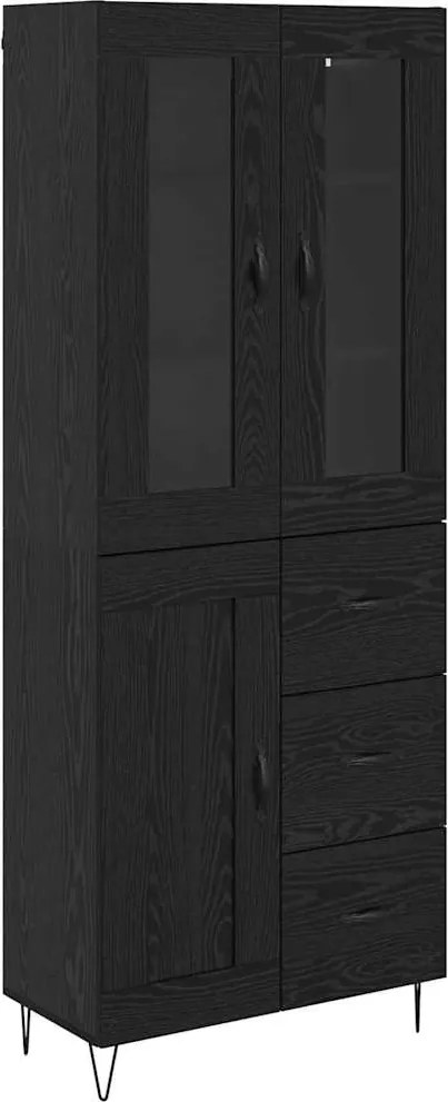 vidaXL Magasfiú fiókkal Fekete tölgy 69,5 x 34 x 90 cm Faanyag