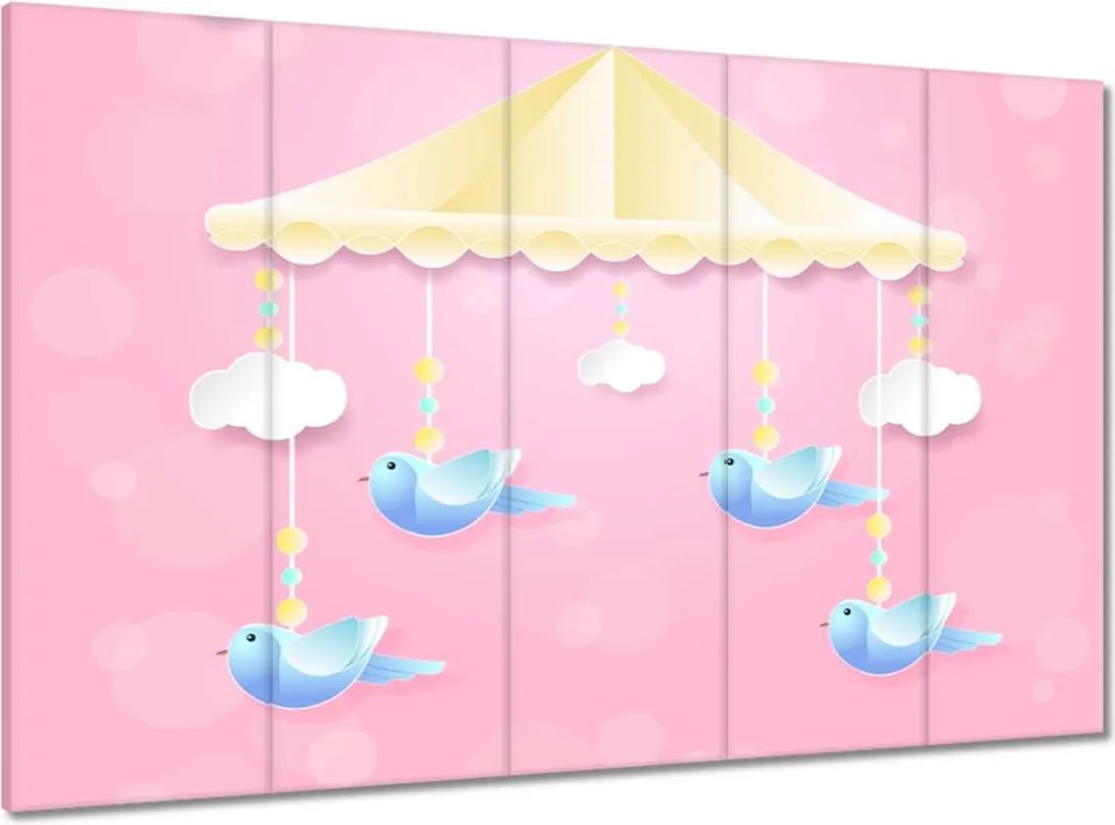 Vászonkép 100x70 Aranyos körhinta madárkákkal