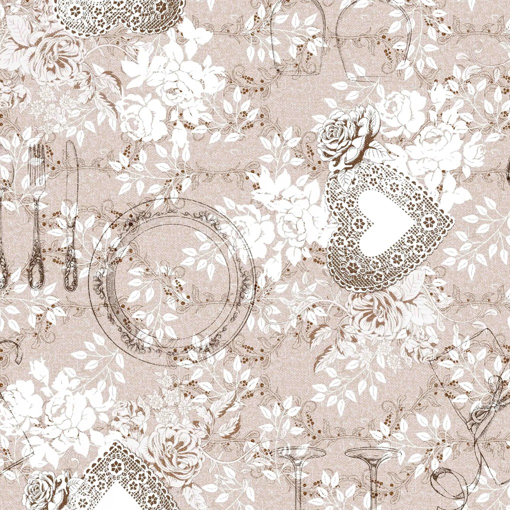 Cerata Abrosz Nem Szőtt Bőrből Bézs Szív Ágak Konyha 140x450