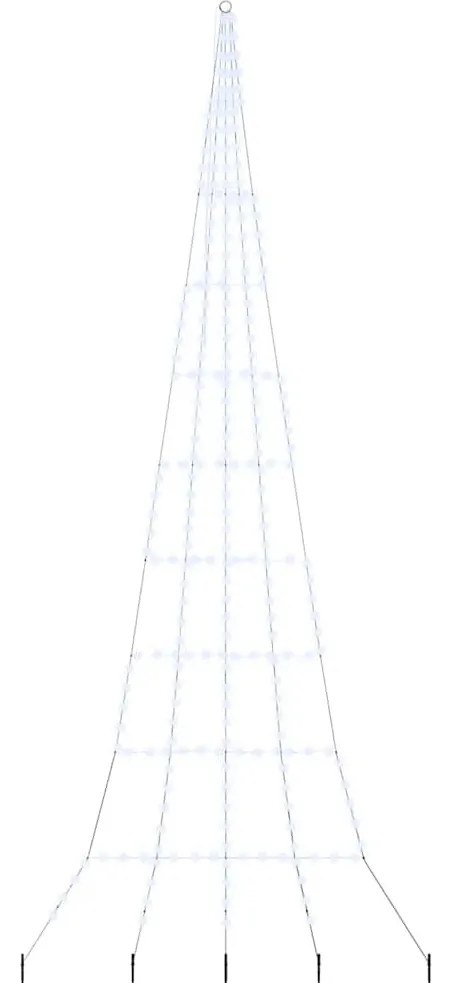 LED Karácsonyfák talajráccsal Hideg fehér 500 cm Fém