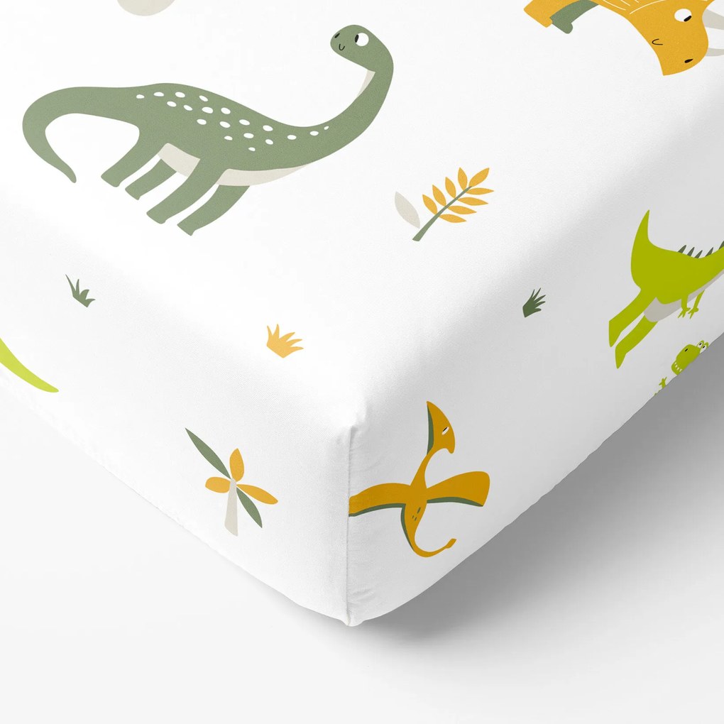 Goldea pamut gumis lepedő - dinoszauruszos kalandok 80 x 160 cm