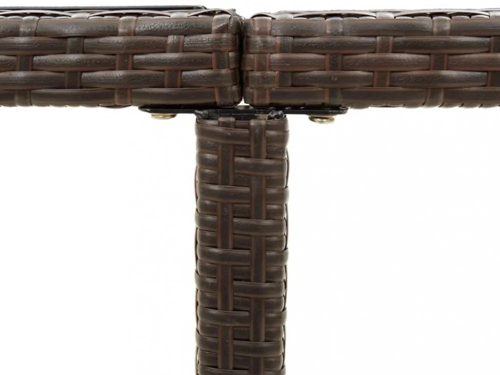 barna polyrattan és üveg kerti asztal 109 x 107 x 74 cm