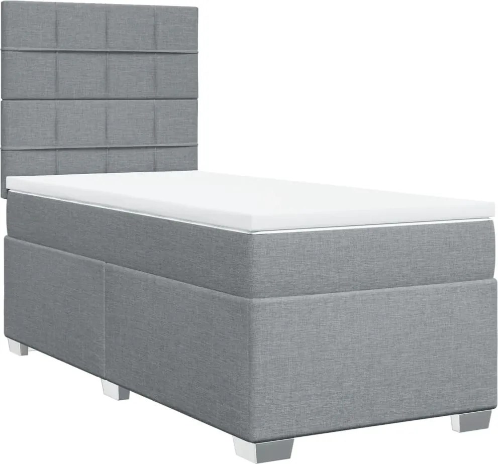 vidaXL világosszürke szövet rugós ágy matraccal 90 x 200 cm